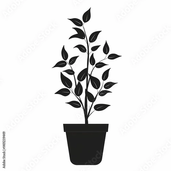 Obraz Indoor Plant Silhouette: Enhance Your Home Decor with Greenery and Botanical Care