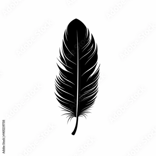 Obraz Illustration of a Black Feather Silhouette: Minimalist Nature Inspired Vector Design