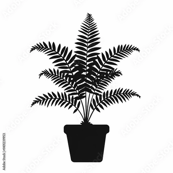 Obraz Exotic Indoor Fern in Modern Decorative Pot - Lush Greenery for Tranquil Home Decor and Botanical Interior Design