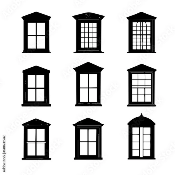Obraz Modern Vector Artwork of Window Silhouettes Combining Classic Design Heritage with Innovative Minimalist Aesthetics