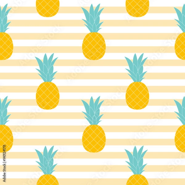 Obraz Pineapple Natural Seamless Pattern Background Vector Illustratio