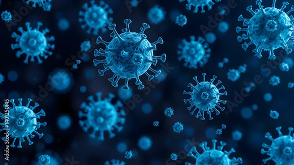 Fototapeta Viruses in the blue color spectrum