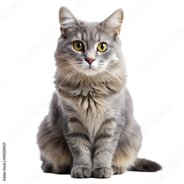 Obraz Gray tabby cat cute feline isolated on transparent background