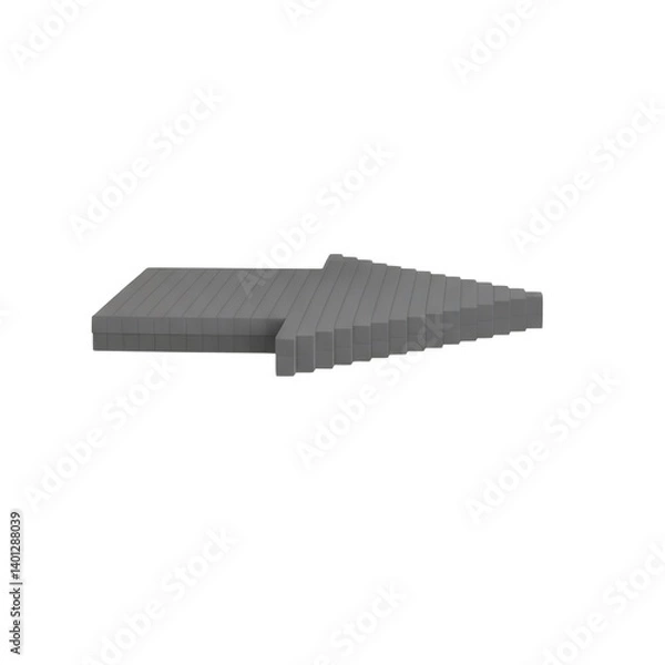Fototapeta Gray blocks forming a growing arrow pointing right on white background
