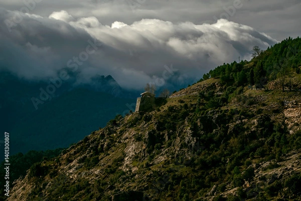 Fototapeta Tarde tormentosa sobre el  parque natural de Cazorla, Segura y Las Villas.