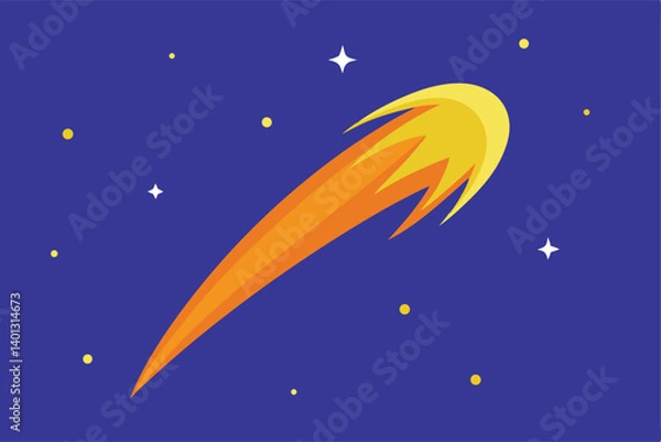 Fototapeta comet streaking across star filled sky vector illustration