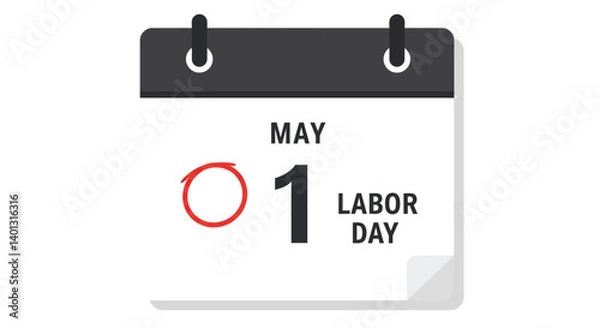 Obraz Calendar with May 1st marked as Labor Day in flat vector art style