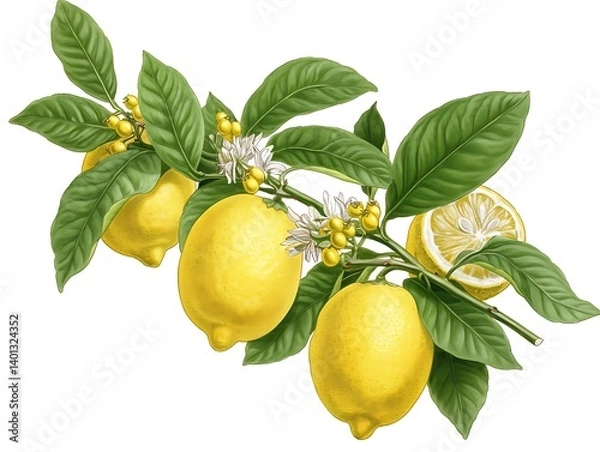 Fototapeta Lemon Branch Illustration