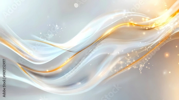 Fototapeta Abstract golden and silver waves of light creating a rippling effect. Mirage Silk. Illustration