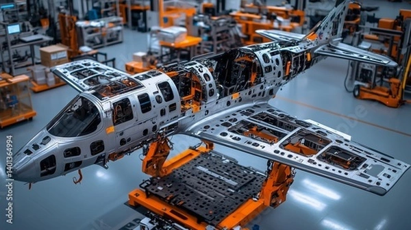Fototapeta Robotic System Assembling Components of a Lightweight Sport Aircraft