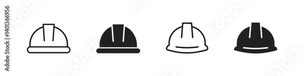 Fototapeta Safety hat icon. Hard hat vector set. Construction safe hat sign. Builder protection. Hard work icon set.