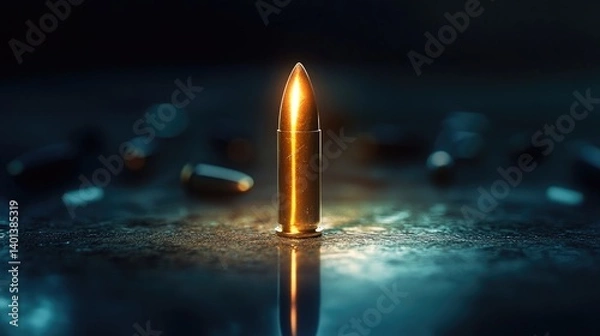 Fototapeta . A close-up of a bullet symbol with light reflecting off its surface, creating a dramatic effect