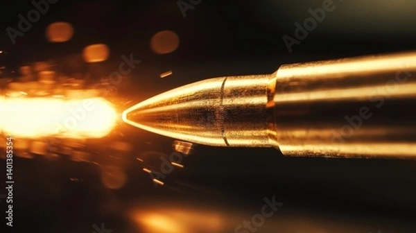 Fototapeta . A close-up of a bullet symbol with light reflecting off its surface, creating a dramatic effect