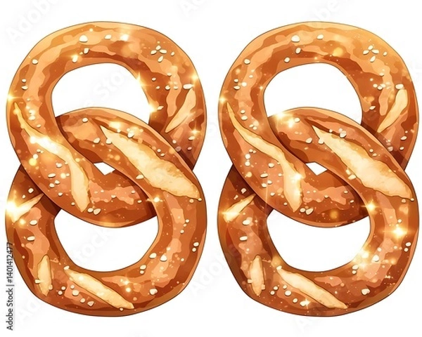 Fototapeta Pretzel Pair, Isolated, Food Image