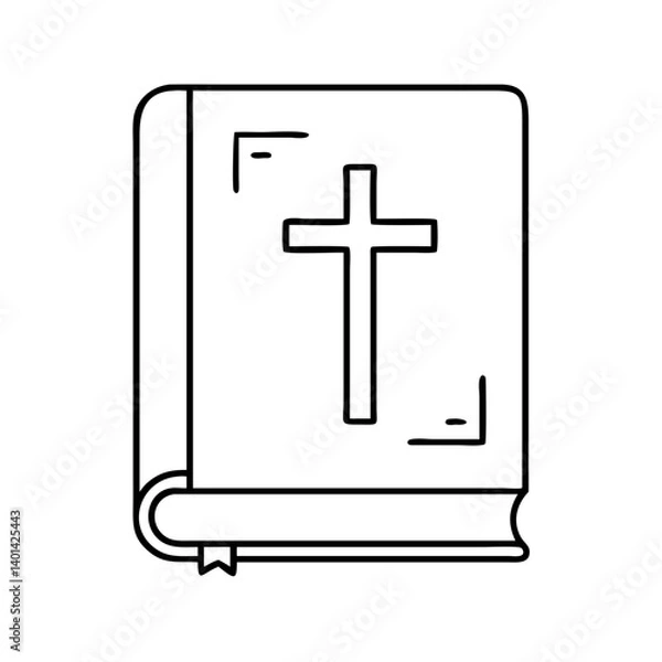Fototapeta bible with cross icon, bible with cross line art - simple line art of bible with cross, perfect for bible with cross logos and icons