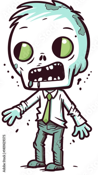 Fototapeta Undead Zombie with Swollen Lips PNG Zombie with Caved-In Skull Vector