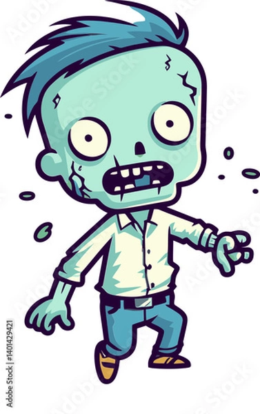Fototapeta Walking Zombie with Gnashing Teeth PNG Zombie with Splattered Blood Vector