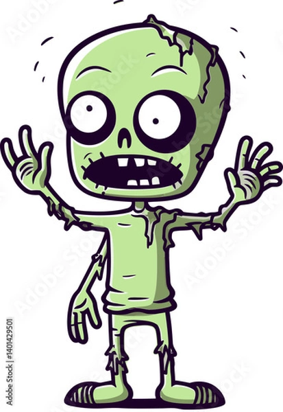 Fototapeta Undead Zombie with Crawling Hands PNG Zombie with Exposed Veins Vector