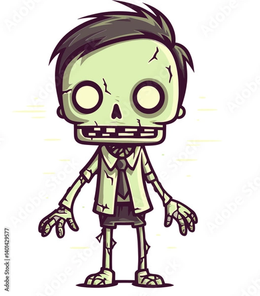 Fototapeta Zombie with Mummified Bandages PNG Walking Zombie with Decomposing Flesh Vector
