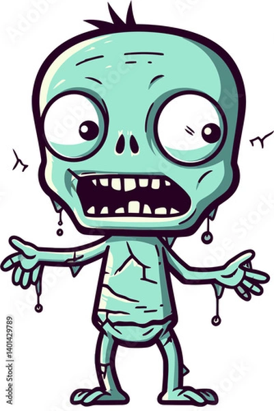 Obraz Walking Zombie with Severed Finger PNG Zombie with Open Wound Vector