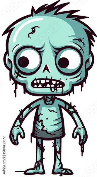 Fototapeta Horror Zombie with Crushed Skull Walking Zombie with Deformed Hands SVG
