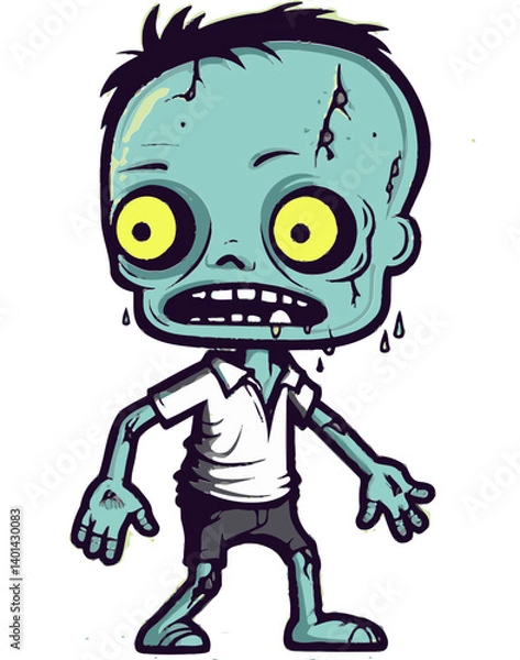 Fototapeta Zombie with Slashed Throat PNG Undead Zombie with Dead Eyes Vector
