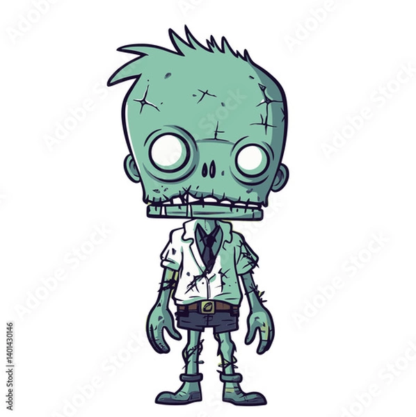 Fototapeta Walking Zombie with Scratched Flesh Undead Zombie with Twisted Limbs SVG