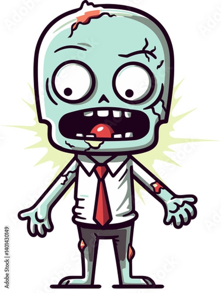 Fototapeta Zombie with Frayed Clothing PNG Walking Zombie with Scratched Flesh Vector