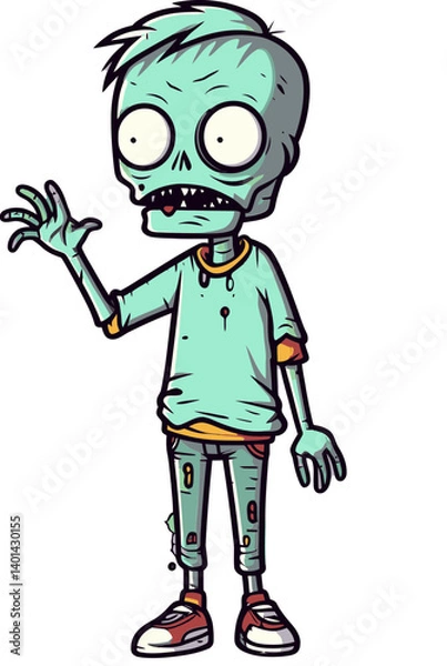 Fototapeta Walking Zombie with Dragging Foot Zombie with Decayed Face PNG