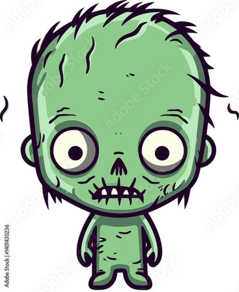 Fototapeta Walking Zombie with Uneven Gait Undead Zombie with Deformed Mouth PNG