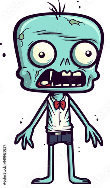 Fototapeta Walking Zombie with Open Scars Undead Zombie with Wrinkled Skin SVG