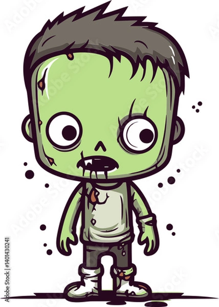Fototapeta Horror Zombie with Glowing Eyes Walking Zombie with Uneven Gait SVG