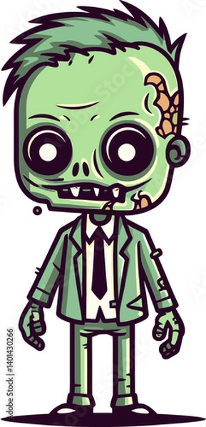Fototapeta Undead Zombie with Wrinkled Skin Zombie with Scarred Cheeks PNG