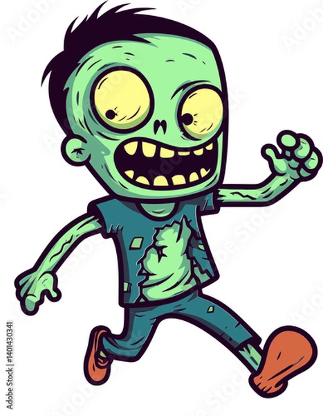Fototapeta Walking Zombie with Lacerated Skin Undead Zombie with Slouching Shoulders SVG