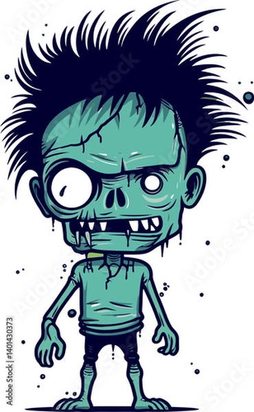 Fototapeta Zombie with Swollen Face PNG Horror Zombie with Broken Bones Vector