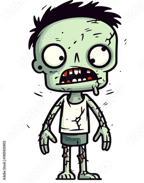 Fototapeta Undead Zombie with Crooked Legs Horror Zombie with Twisted Expression PNG