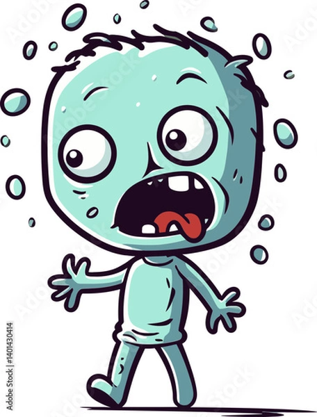 Fototapeta Walking Zombie with Open Wound Zombie with Unkempt Hair SVG