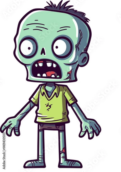 Fototapeta Undead Zombie with Exposed Skull Zombie with Grinning Mouth SVG