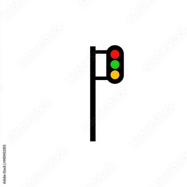Fototapeta Traffic light icon.  Simple illustration of a traffic light post with colored signals