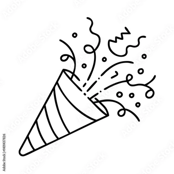 Obraz exploding confetti popper icon, exploding confetti popper line art - simple line art of exploding confetti popper, perfect for exploding confetti popper logos and icons