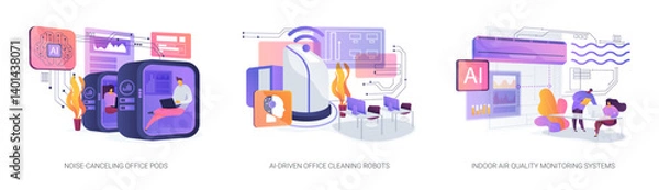 Fototapeta AI-Powered Solutions for Modern Workspaces abstract concept vector illustrations.