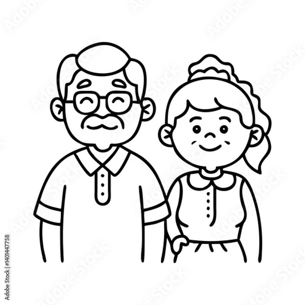 Fototapeta happy grandparents icon, happy grandparents line art - simple line art of happy grandparents, perfect for happy grandparents logos and icons