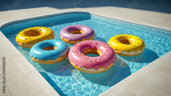 Fototapeta plastic donut for swimming in the pool. summer rest.