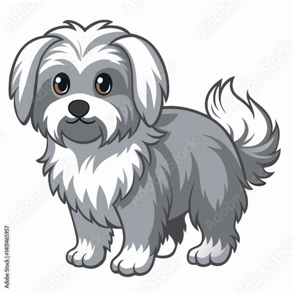 Fototapeta Cute realistic dog  maltipoo standing. Isolated on white background. Suitable for posters,sticker, logo, children's books and encyclopedias. Vector