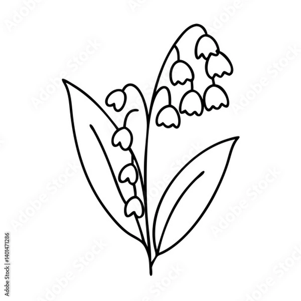 Obraz lily of the valley icon, lily of the valley line art - simple line art of lily of the valley, perfect for lily of the valley logos and icons