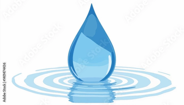 Obraz Clear water drop creating ripples on calm surface, purity symbolism