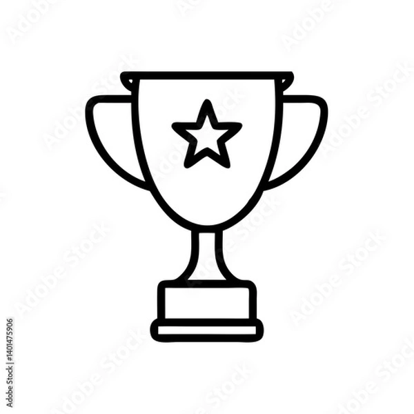 Fototapeta Trophy with Star Outline Design, icon, vector  