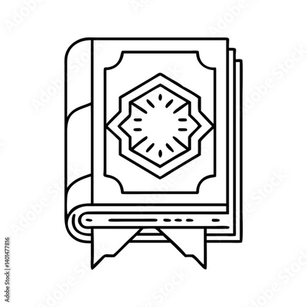 Fototapeta quran icon, quran line art - simple line art of quran, perfect for quran logos and icons