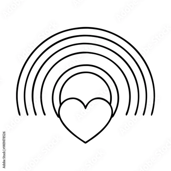 Fototapeta rainbow heart icon, rainbow heart line art - simple line art of rainbow heart, perfect for rainbow heart logos and icons