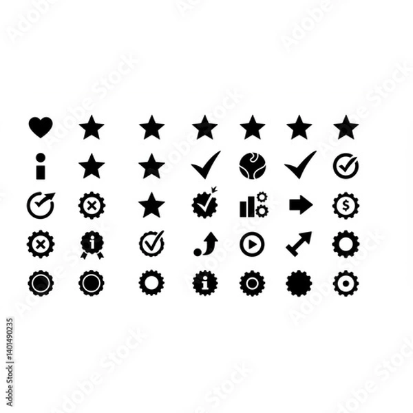 Fototapeta Set of icons in trendy line style. Stars, ticks. Big set Icons collection. Vector illustration